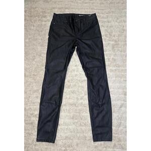 Blank NYC 'Spray-On' mob wife black vegan faux leather skinny jeans Size 28